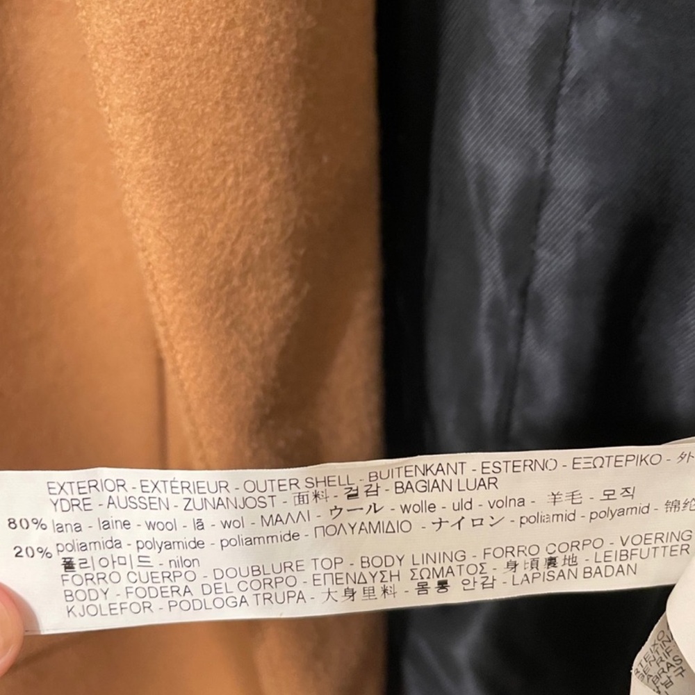 Zara Long Wool Overcoat in Camel Brown - Picture 6 of 6